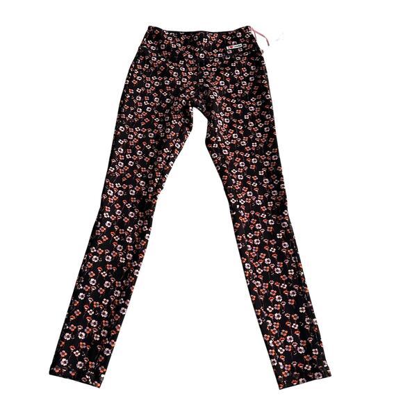 Giambattista Valli NWT Made in Italy Dark Floral Structured Seaming Leggings 6 8 - Picture 3 of 12